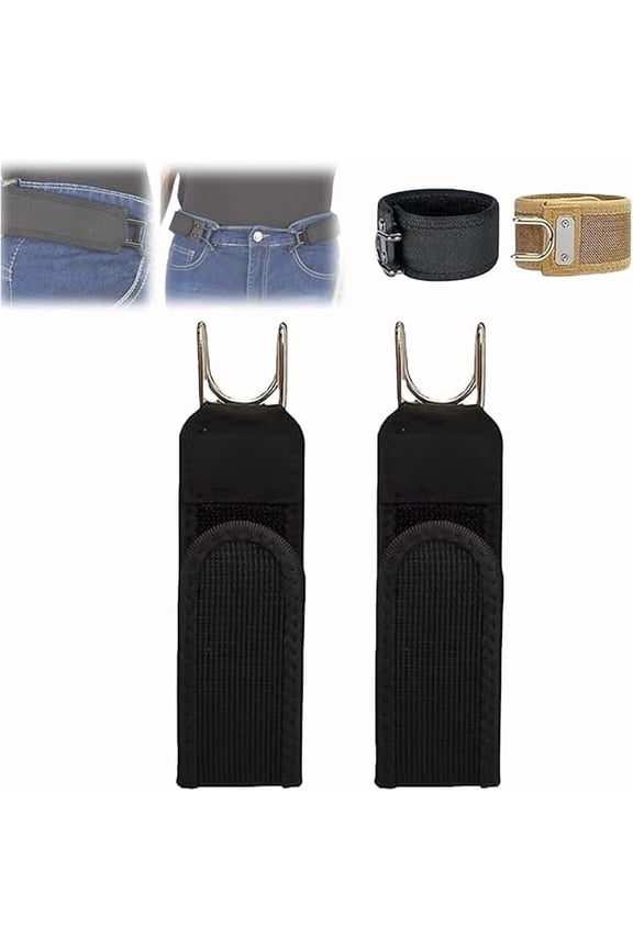 2PCS No Buckle Belts for Men, Buckleless Elastic Waist Belt with Metal Hook, Invisible Loop Belt for Work, EDC & Fathers Day Gifts for Husband