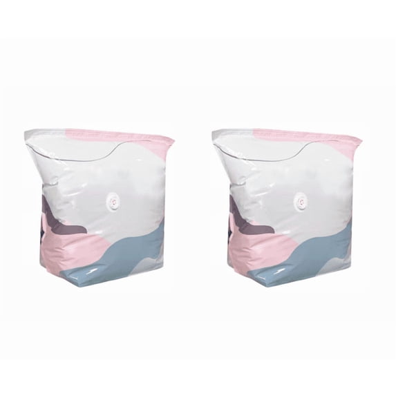 2PCS No-Pump Vacuum Storage Bags, Large Vacuum Storage Compression Bags for Bedding and Clothes, Reusable Space Saver Bags with Seal Closure (Moderate)