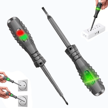 2PCS Non-Contact Voltage Tester Pen - AC/DC 12-220V Detector -  Current Sensor - Safe Volt Detector for Outlets/Wires/Circuits. (One character and cross head)