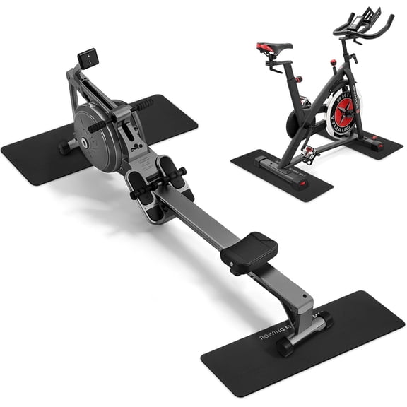 2PCS Non-Slip Mat Compatible with Peloton Bike, Concept 2 Rowing Machine, Exercise Bike Mat, Mat Protect Hardwood Floor Carpet for Home Gym, Workout Mat for Bike Trainer, Stationary Spin Bike