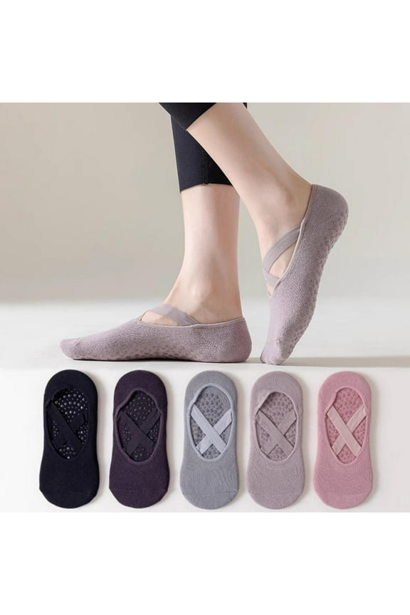 2PCS Non Yoga Socks Chloe Fashion Criss-Cross Grip Socks for Barre, Pilates and Yoga