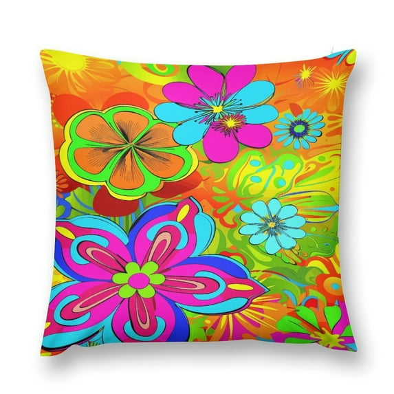 2PCS Nostalgic Vintage Floral Pillow Cover Decorative Square Cushion Accent Polyester 18x18 Inch for Sofa Chair
