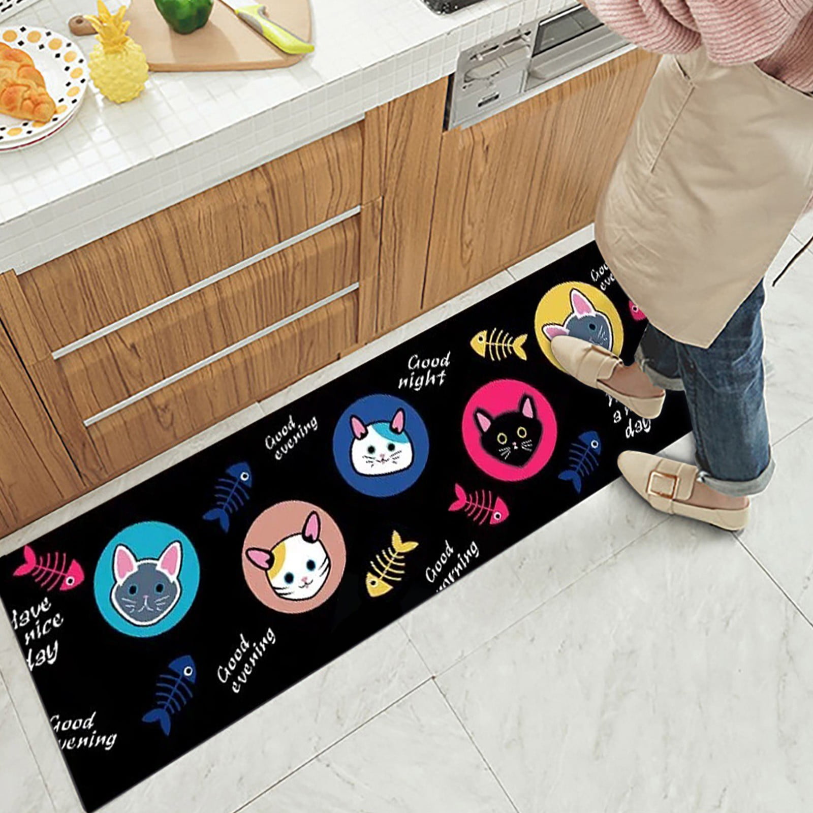 2PCS Not Slip Water Absorbent Ktichen Rugs Mat for Kitchen Bathroom