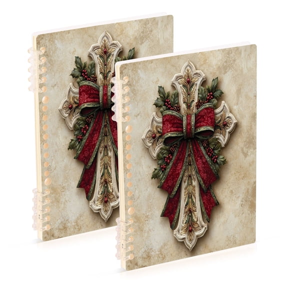 2PCS Notebook 8.3x5.7x0.4 Inch Journey Note Diary Hardcover Notebook 60 Pages,80g Paper Writing Smooth and Not Easy to Break Beautiful Christmas Cross