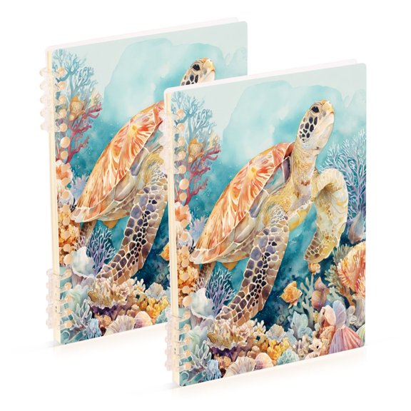 2PCS Notebook 8.3x5.7x0.4 Inch Journey Note Diary Hardcover Notebook 60 Pages,80g Paper Writing Smooth and Not Easy to Break Beautiful Colorful Sea Turtles