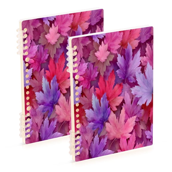 2PCS Notebook 8.3x5.7x0.4 Inch Journey Note Diary Hardcover Notebook 60 Pages,80g Paper Writing Smooth and Not Easy to Break Beautiful Purple Maple Leaves