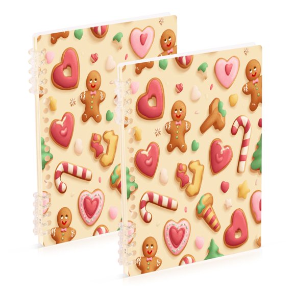 2PCS Notebook 8.3x5.7x0.4 Inch Journey Note Diary Hardcover Notebook 60 Pages,80g Paper Writing Smooth and Not Easy to Break Cute Christmas Gingerbread Man