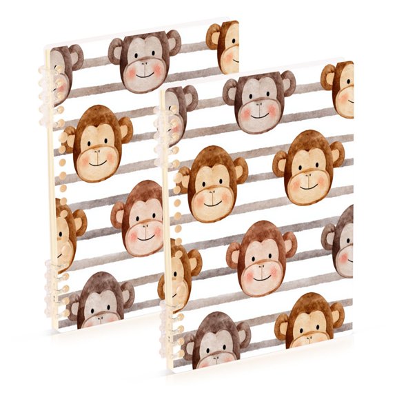2PCS Notebook 8.3x5.7x0.4 Inch Journey Note Diary Hardcover Notebook 60 Pages,80g Paper Writing Smooth and Not Easy to Break Cute Monkey Faces Backdrop