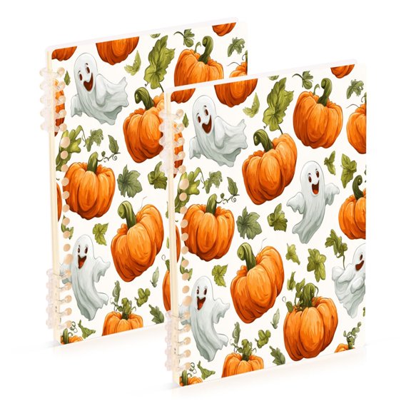 2PCS Notebook 8.3x5.7x0.4 Inch Journey Note Diary Hardcover Notebook 60 Pages,80g Paper Writing Smooth and Not Easy to Break Lovely Halloween Pumpkins and Ghosts
