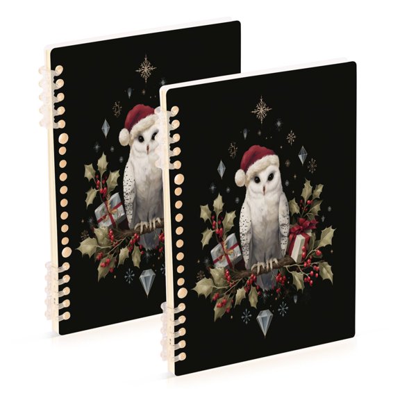 2PCS Notebook 8.3x5.7x0.4 Inch Journey Note Diary Hardcover Notebook 60 Pages,80g Paper Writing Smooth and Not Easy to Break Magical Christmas Black Owl