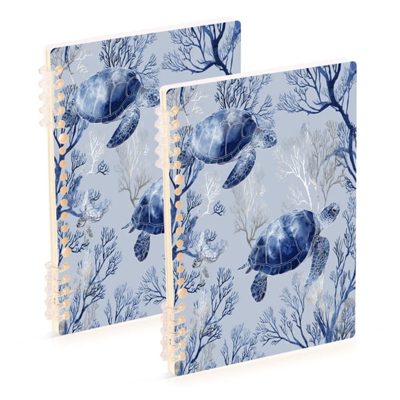 2PCS Notebook 8.3x5.7x0.4 Inch Journey Note Diary Hardcover Notebook 60 Pages,80g Paper Writing Smooth and Not Easy to Break Beautiful Blue Turtle