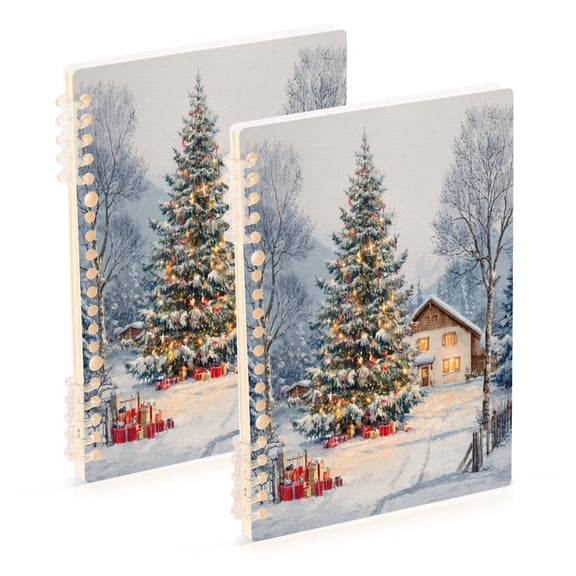 2PCS Notebook 8.3x5.7x0.4 Inch Journey Note Diary Hardcover Notebook 60 Pages,80g Paper Writing Smooth and Not Easy to Break Beautiful Christmas Snow