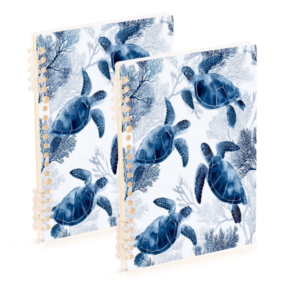 2PCS Notebook 8.3x5.7x0.4 Inch Journey Note Diary Hardcover Notebook 60 Pages,80g Paper Writing Smooth and Not Easy to Break Blue Turtle
