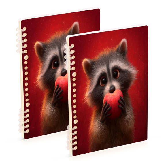 2PCS Notebook 8.3x5.7x0.4 Inch Journey Note Diary Hardcover Notebook 60 Pages,80g Paper Writing Smooth and Not Easy to Break Cartoon Raccoon
