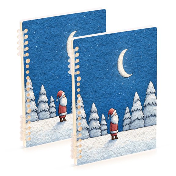 2PCS Notebook 8.3x5.7x0.4 Inch Journey Note Diary Hardcover Notebook 60 Pages,80g Paper Writing Smooth and Not Easy to Break Christmas Eve