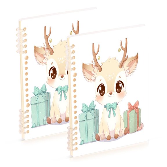 2PCS Notebook 8.3x5.7x0.4 Inch Journey Note Diary Hardcover Notebook 60 Pages,80g Paper Writing Smooth and Not Easy to Break Cute Little Deer