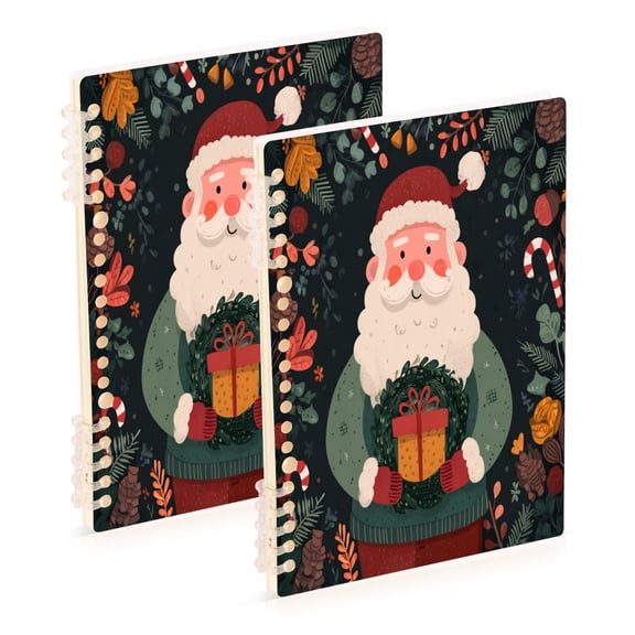 2PCS Notebook 8.3x5.7x0.4 Inch Journey Note Diary Hardcover Notebook 60 Pages,80g Paper Writing Smooth and Not Easy to Break Santa Claus