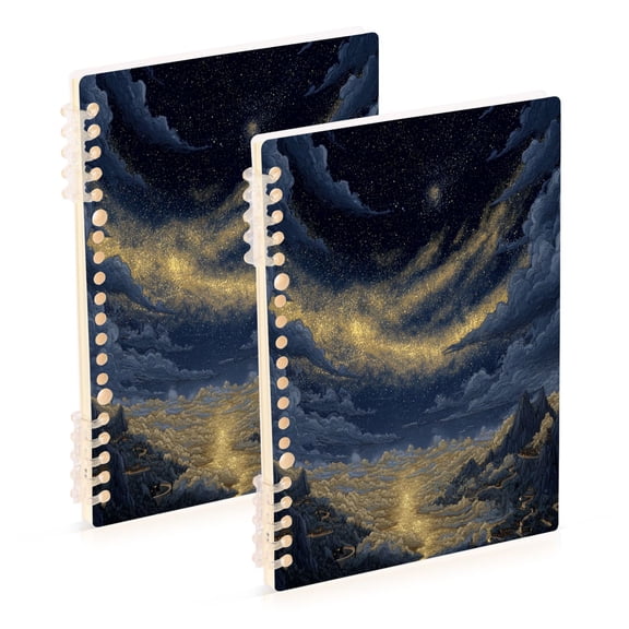 2PCS Notebook 8.3x5.7x0.4 Inch Journey Note Diary Hardcover Notebook 60 Pages,80g Paper Writing Smooth and Not Easy to Break Star Night