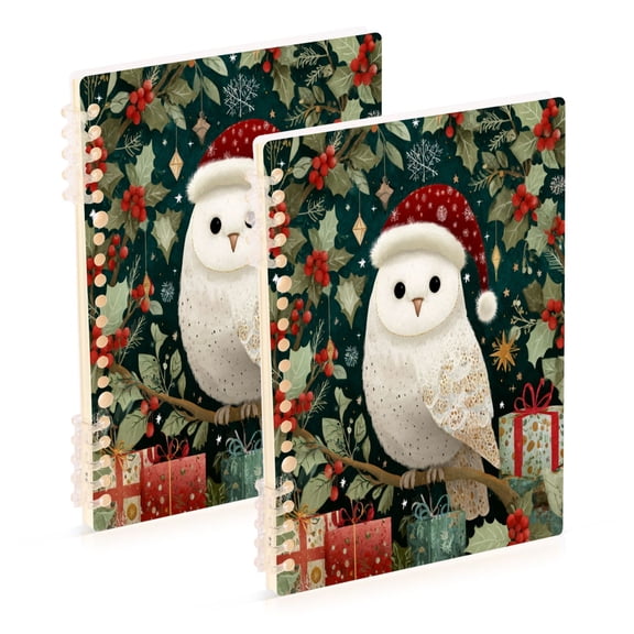 2PCS Notebook 8.3x5.7x0.4 Inch Journey Note Diary Hardcover Notebook 60 Pages,80g Paper Writing Smooth and Not Easy to Break Warm Christmas Owl