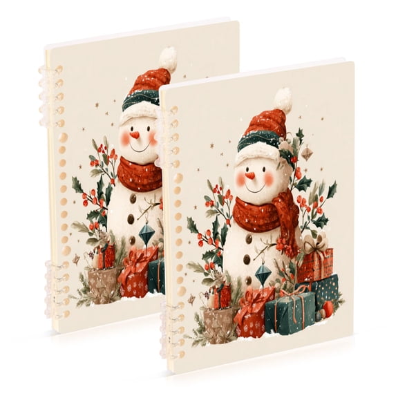 2PCS Notebook 8.3x5.7x0.4 Inch Journey Note Diary Hardcover Notebook 60 Pages,80g Paper Writing Smooth and Not Easy to Break Warm Christmas Snow Man