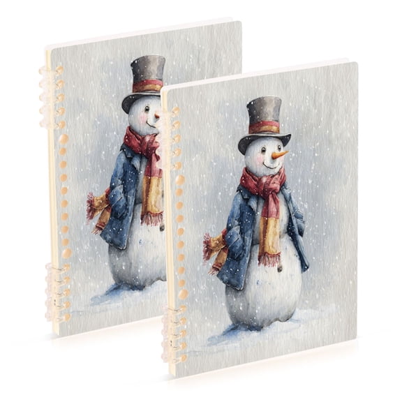 2PCS Notebook 8.3x5.7x0.4 Inch Journey Note Diary Hardcover Notebook 60 Pages,80g Paper Writing Smooth and Not Easy to Break Watercolor Snowman