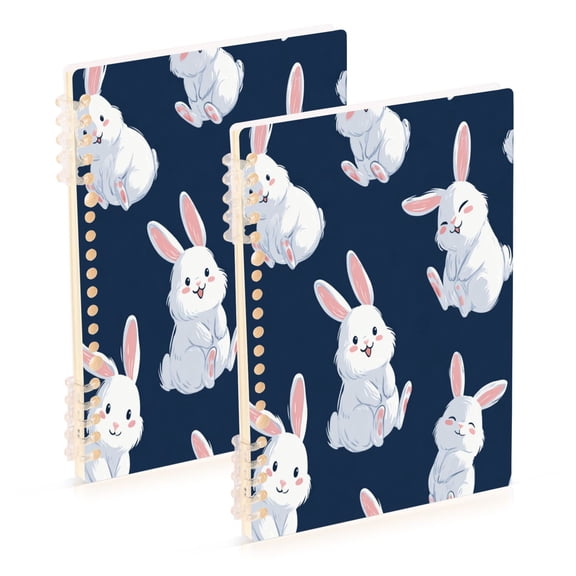 2PCS Notebook 8.3x5.7x0.4 Inch Journey Note Diary Hardcover Notebook 60 Pages,80g Paper Writing Smooth and Not Easy to Break White Rabbits Cute