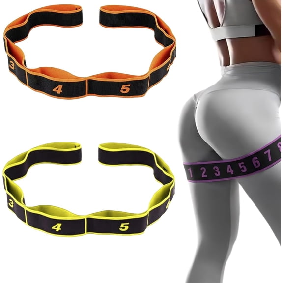 2PCS Numbered Resistance Band, Fitness Resistance Band for Stretching and Yoga, 8-Section Elastic Training Bands for Yoga, Stretching, Pilates, Fitness