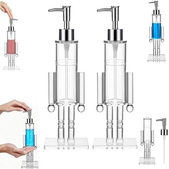 2PCS Nutcracker Soap Dispenser, Clear Acrylic Refillable Hand Soap Bottle | Christmas Hand Soap Bottle, Nutcracker Lotion Pump With Bottle, For Bathroom Kitchen Home Apartment Hotel Holiday Gathering