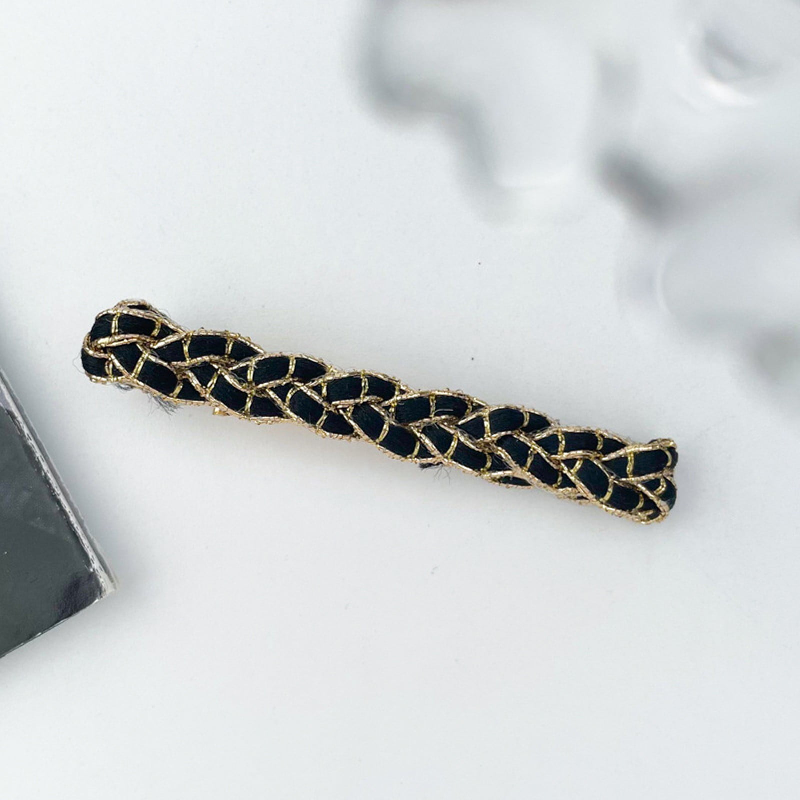 2PCS One Word Clip Hand Woven Hairpin Edge Clip Girl Clip Headwear Clip