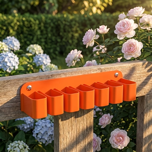 2PCS Orange Garden Tool Organizer Rack, 15 Inch Heavy Duty Wall Mount Storage Holder with 7 Slots, Multi-Purpose Tool Hanger for Garage Shed Indoor Outdoor