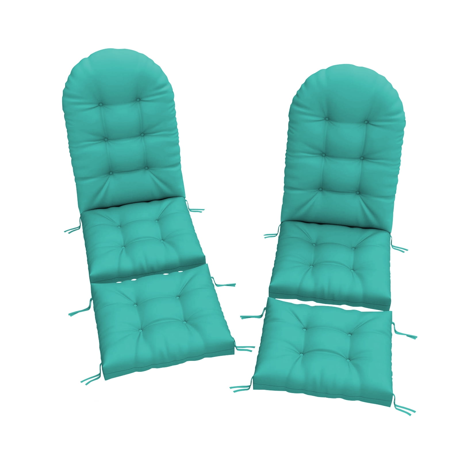 2PCS Outdoor Adirondack Chair Cushions, 44x19x4 inch Waterproof Rocking Chair Cushion with 17x19 Ottoman Cushion, Fade & Stain Resistant, Non-Slip Ties for Patio, Garden, Backyard