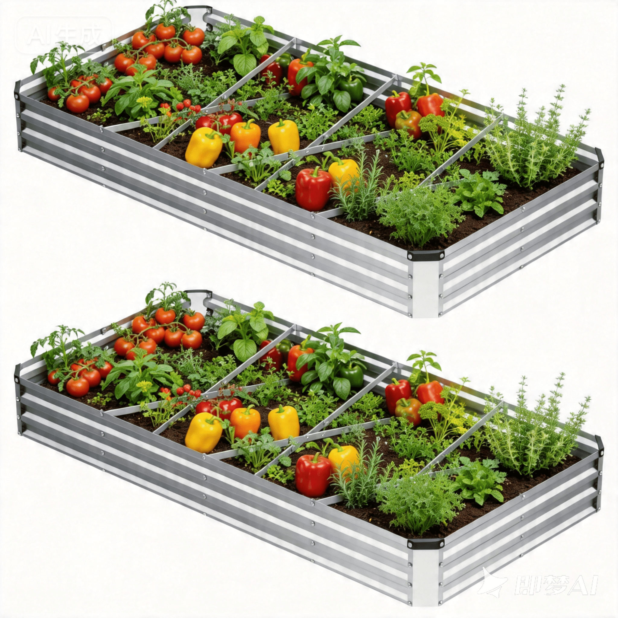 2PCS Outdoor Galvanized Raised Garden Bed, Rust-Proof Heavy-Duty Steel Planter Box, Easy to Assemble Metal Garden Bed, Practical Yard Patio Planting Box for Plants, Vegetables and Herbs, 8*4*1ft