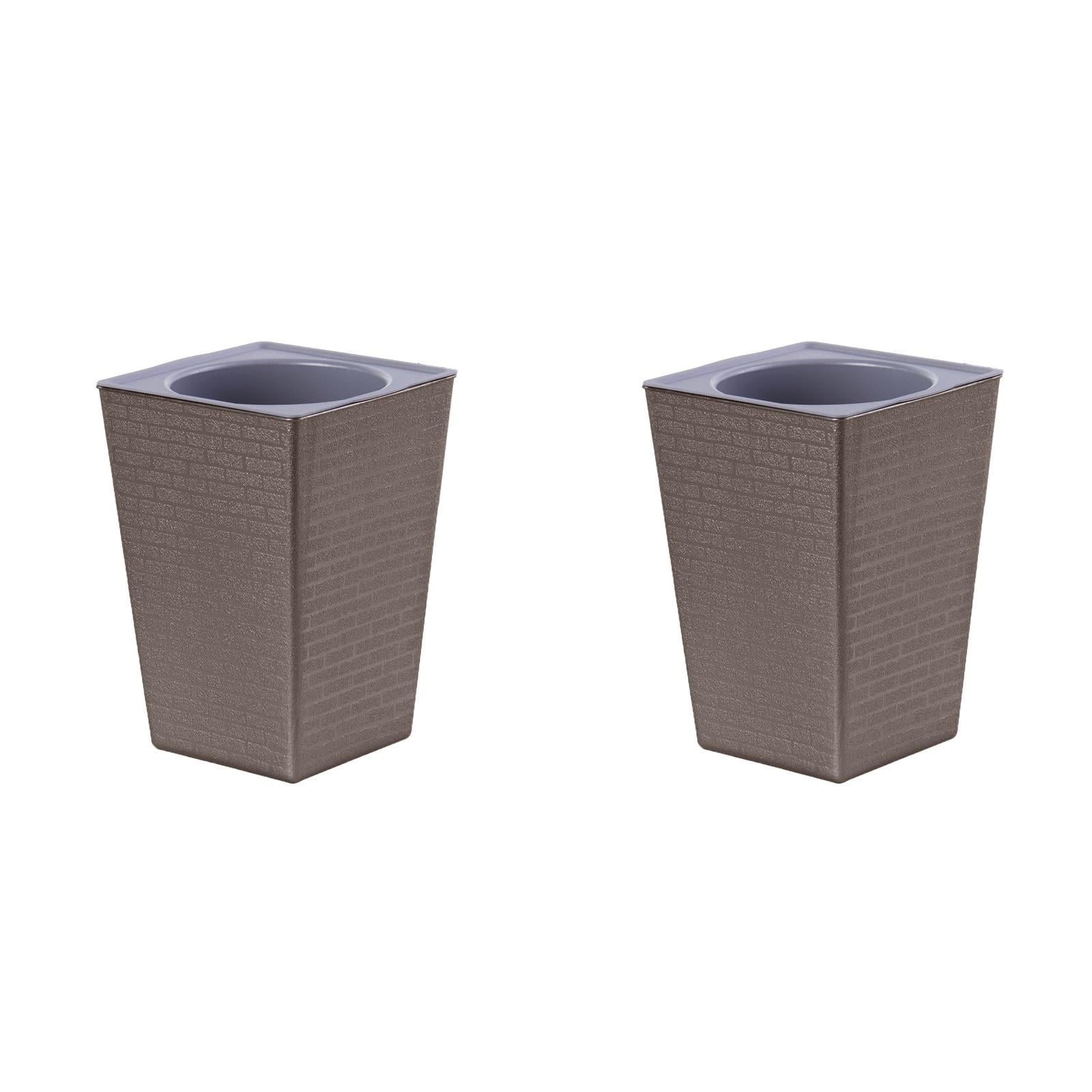2PCS Outdoor Indoor Planter Pots - 17.2 Inch Tall Flower Pot with Drainage, Modern Pedestal Planters for Front Porch, Balcony, Deck, Large Decorative Pots for Trees, Flowers &