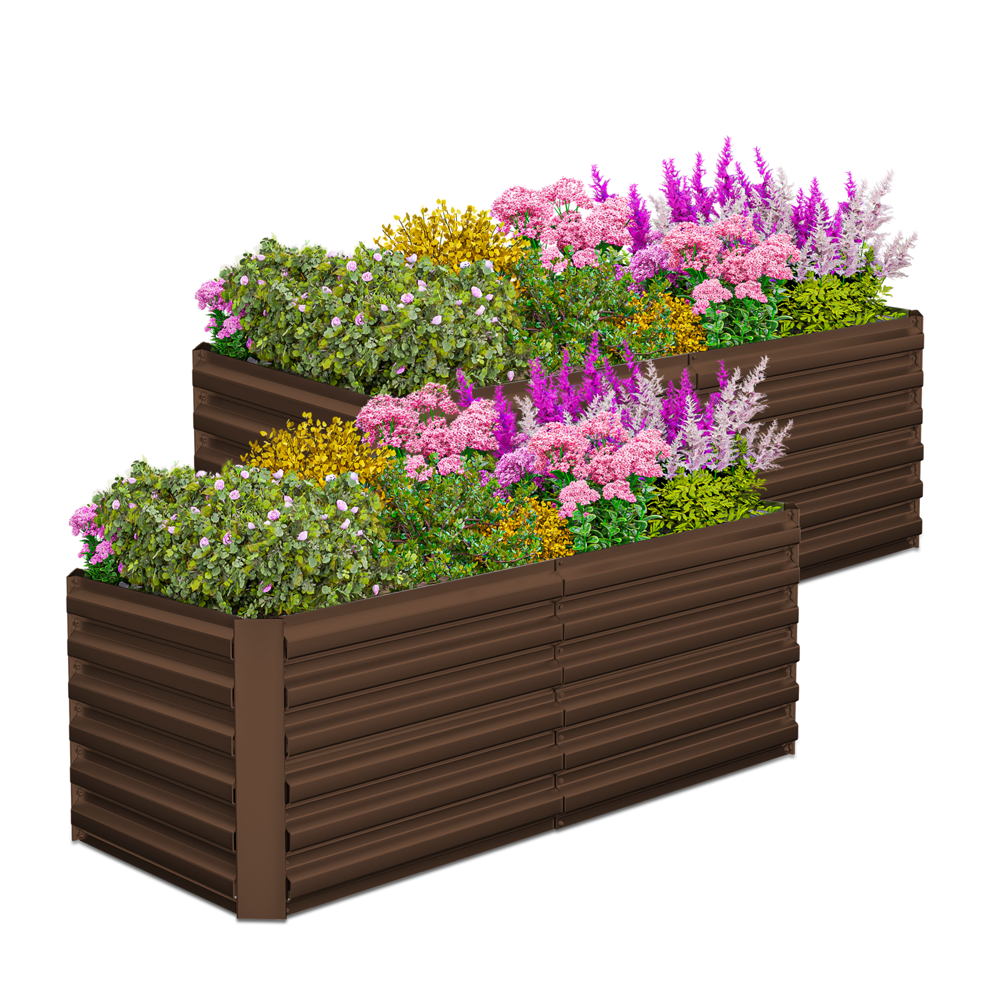 2PCS Outdoor Metal Raised Garden Bed,6x3x2ft Planter Box for Vegetables,Flowers,Herbs w/269 Gallon Capacity,Brown