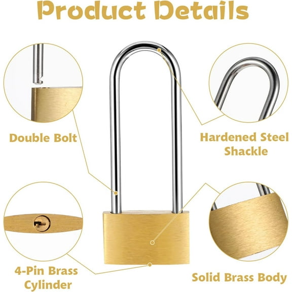 2PCS Outdoor Padlock Weatherproof, Solid Brass Padlock with Same Keys, Marine Padlock for Sheds Storage Unit School Gym Locker Fence Toolbox Hasp Storage, Cabinets, Lockers, Jewelry Boxes