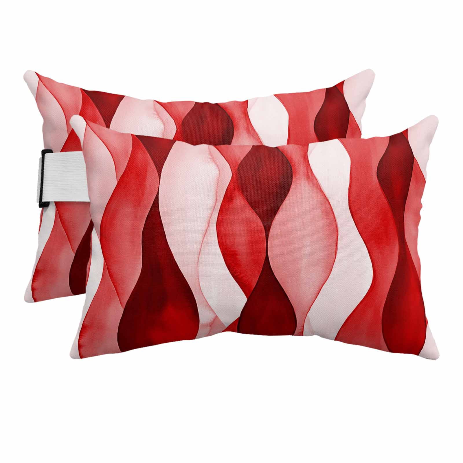 2PCS Outdoor Pillow for Chaise Lounge Chair Abstract Red Wave Stripe ...