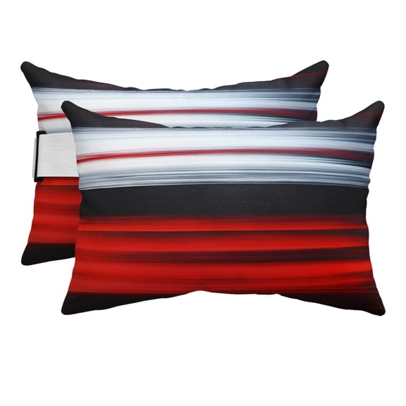 2PCS Outdoor Pillow for Chaise Lounge Chair Abstract Red White Black Gradient Waterproof Headrest Cushion with Insert Modern Color Mosaic Art Adjustable Lumbar Pillow for Beach Patio Poolside Office