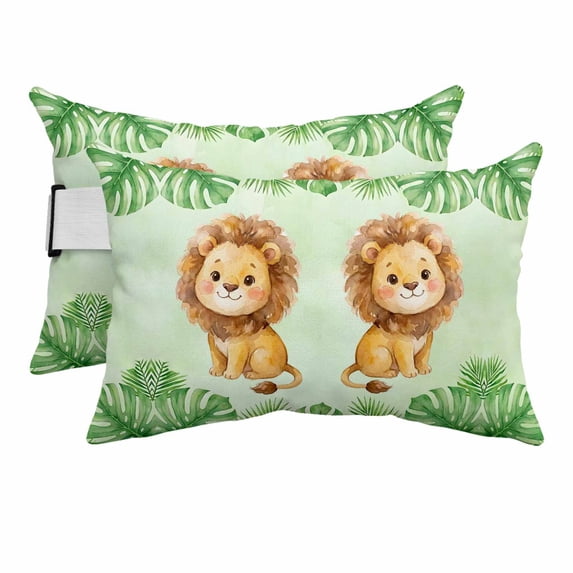 2PCS Outdoor Pillow for Chaise Lounge Chair Cartoon Animal Little Lions ...