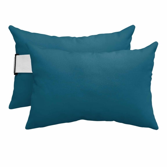 2PCS Outdoor Pillow for Chaise Lounge Chair Dark Teal Waterproof Headrest Cushion with Insert Solid Green Color Adjustable Lumbar Pillow for Beach Patio Poolside Office,11x16in