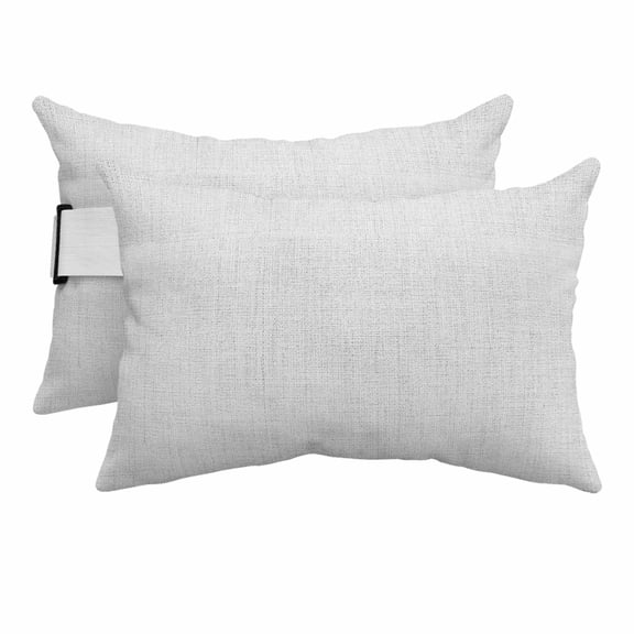 2PCS Outdoor Pillow for Chaise Lounge Chair Farmhouse Light Gray Flax Waterproof Headrest Cushion with Insert Retro Linen Burlap Texture Adjustable Lumbar Pillow for Beach Patio Poolside Office