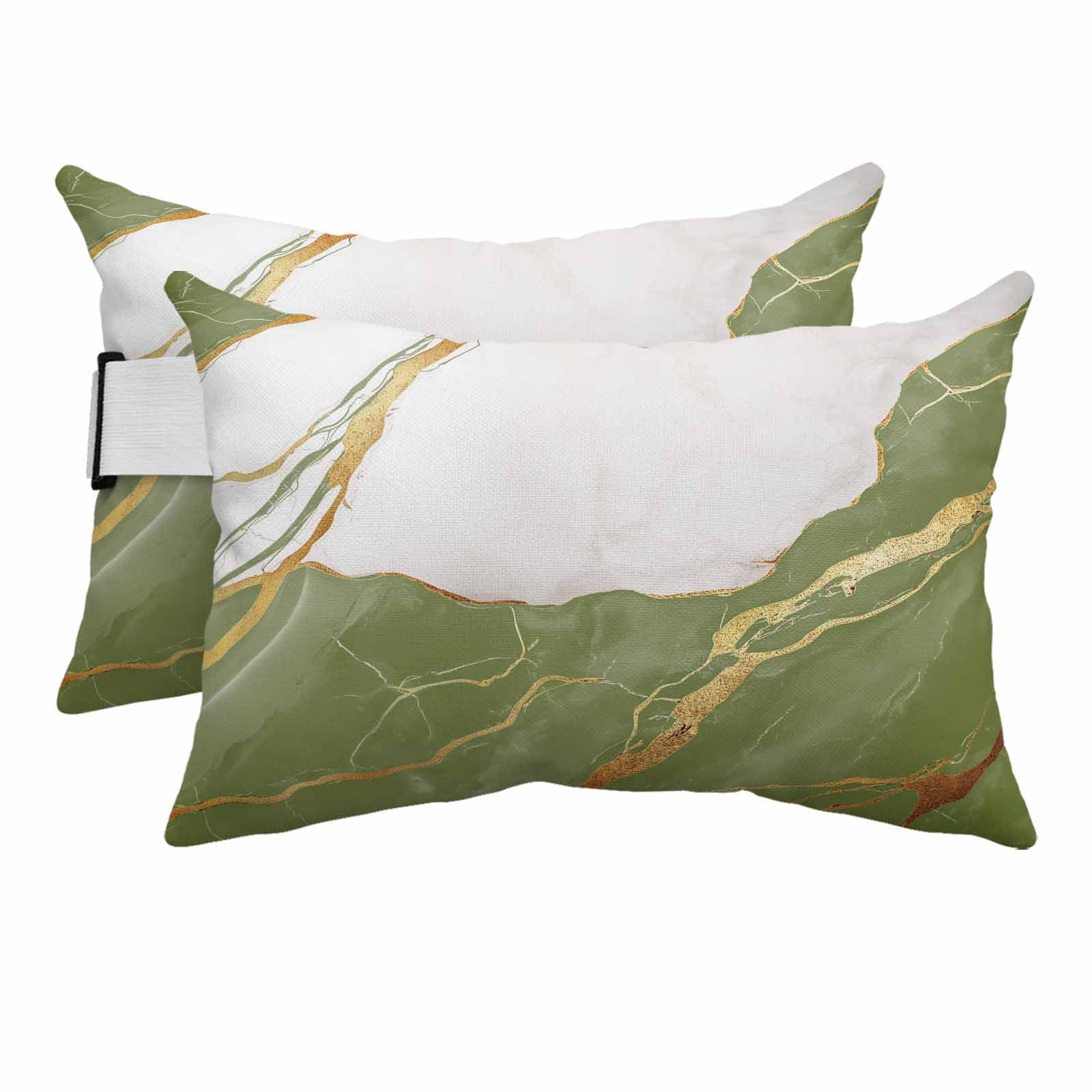 2PCS Outdoor Pillow for Chaise Lounge Chair Sage Green Marble Gradient ...