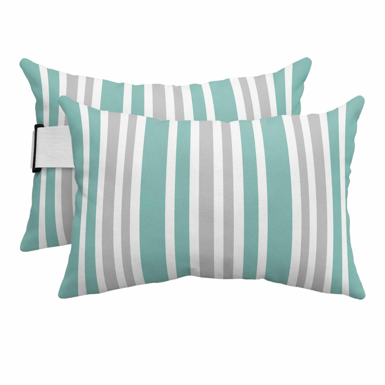 2PCS Outdoor Pillow for Chaise Lounge Chair Turquoise Grey Minimalist ...