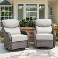 thumbnail image 1 of 2PCS Outdoor Rattan Swivel Rocking Chairs Patio Wicker Rocker Gliders with 6" Thick Cushions, Beige, 1 of 10