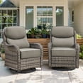 thumbnail image 1 of 2PCS Outdoor Rattan Swivel Rocking Chairs Patio Wicker Rocker Gliders with 6" Thick Cushions, Gray, 1 of 10