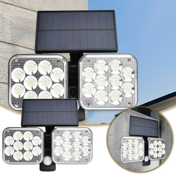 2PCS Outdoor Solar Lights with Motion Sensor Waterproof Solar Powered Security Wall Lights for Patio,Garden,Garage Front Door Bright LED Flood Lights for Nighttime Illumination