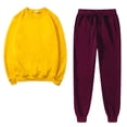 thumbnail image 1 of 2PCS Outfits Men's And Women's Sports Tracksuits Long Sleeve Crewneck Solid Color Pullover Hoodless Sweatshirt And Sweatpants Fall Winter Suit&nbsp; Yellow XL, 1 of 5