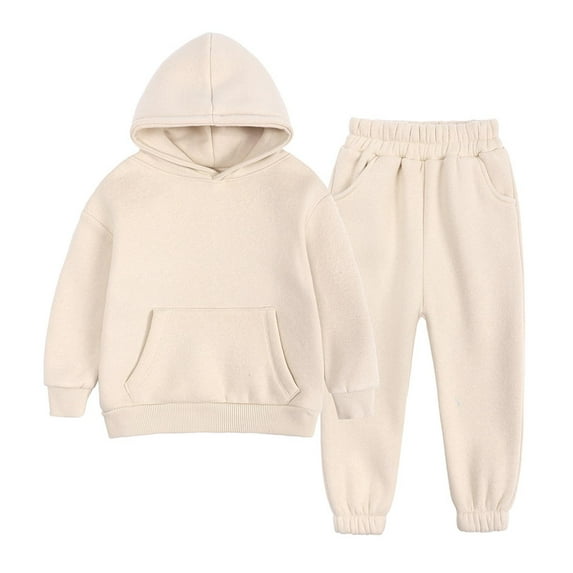 2PCS Outfits Sweatsuits Kids Tracksuits Long Sleeve Fleece Hoodies Sweatshirt Sweatpants Joggers Fall Winter Sports Sets
