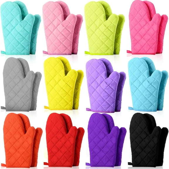 2PCS Oven Mitts, Heat Resistant Kitchen Gloves Thick Cotton Soft Quilted Lining Mittens Reliable Flexible Strong Grip Potholders Cooking Baking Glove for Kitchen Oven, 10.63 Inches