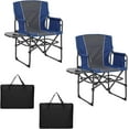 thumbnail image 1 of 2PCS Oversized Camping Directors Chair, Portable Folding Lawn Chairs for Adults Heavy Duty with Side Table, Outdoor Foldable Camp Chair with Pocket for Beach, Fishing,Picnic, 1 of 7