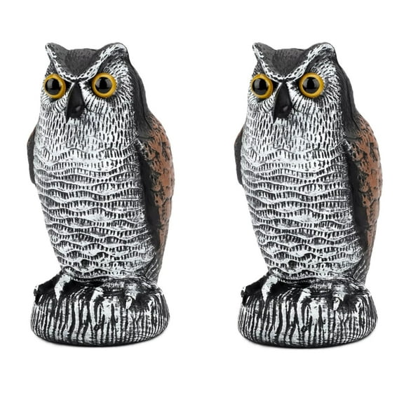 2PCS Owl Decoy Statue for Bird Deterrent,Owl Scarecrow for Outdoor Garden,Yard,Pool Decoration,Plastic Owls to Scare Birds Away and Control Garden Pests